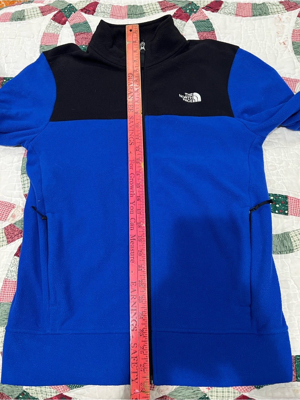 North Face PolarTec Full Zip Fleece Jacket Blue Circular Design Men’s Size Small - Picture 7 of 14